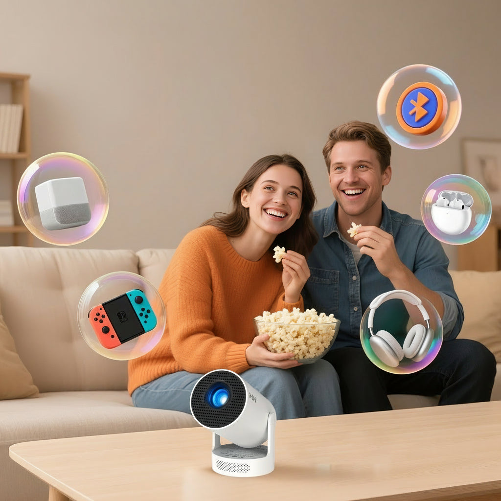 🌟 CineCore Pro – Inteligentny Projektor 8K z Android 14, WiFi 6 i Automatyczną Korekcją Obrazu.