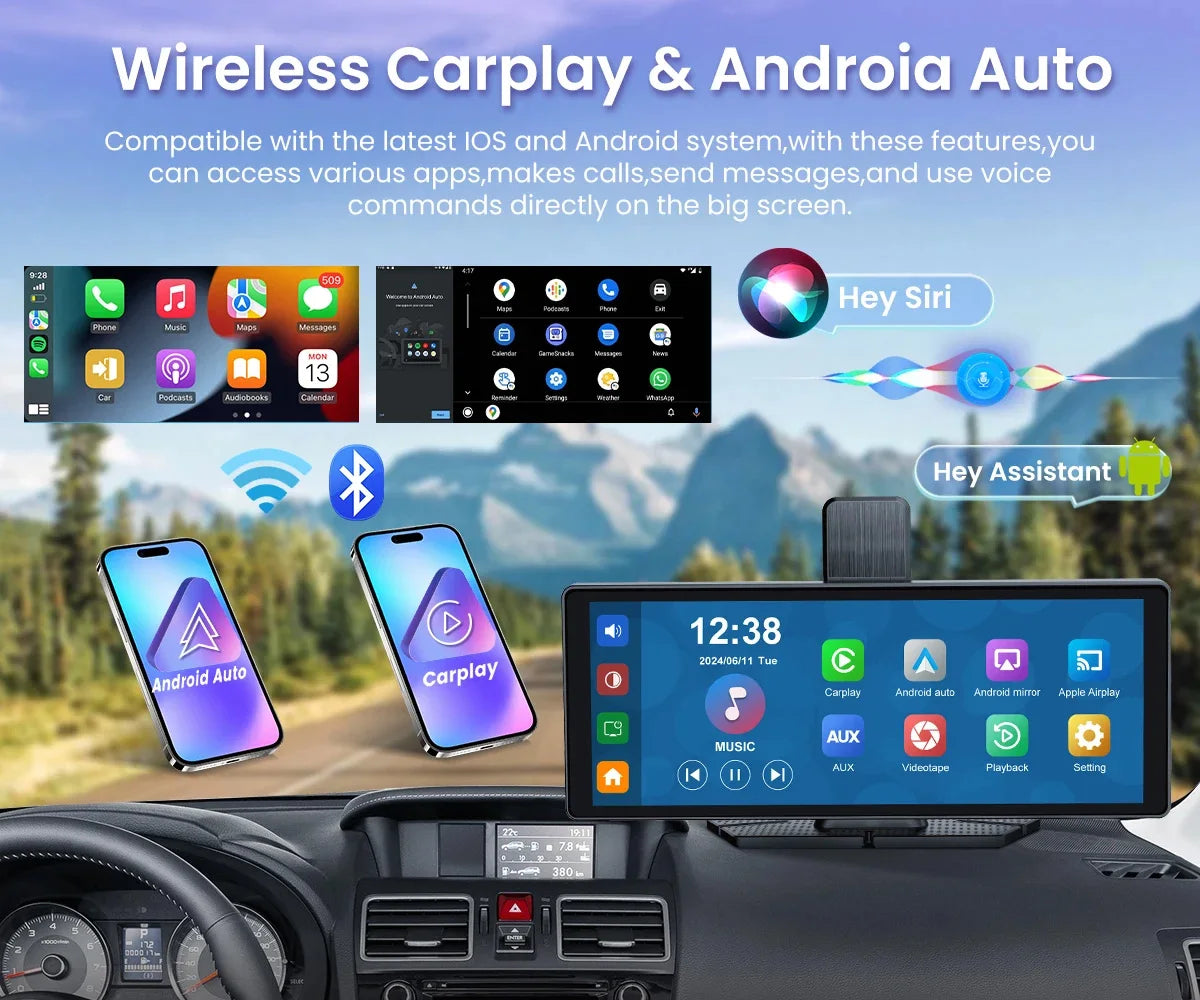 🚗  SmartScreen z 350° Obrotową Kamerą 4K + CarPlay & Android Auto — Twój Samochód Staje się Smartfonem. Bez Przewodów. Bez Komplikacji.