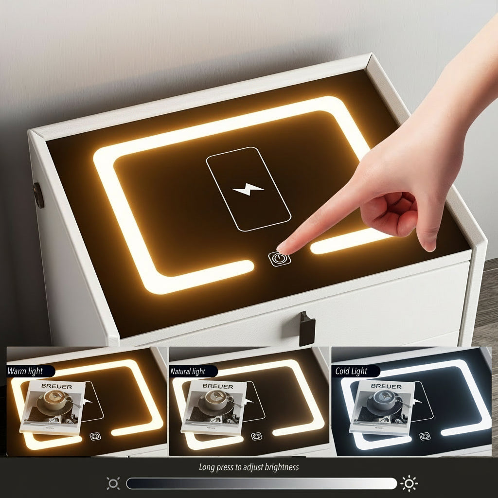🌙 NestGlow – Inteligentny Stolik Nocny z Ładowaniem Bezprzewodowym i LED.